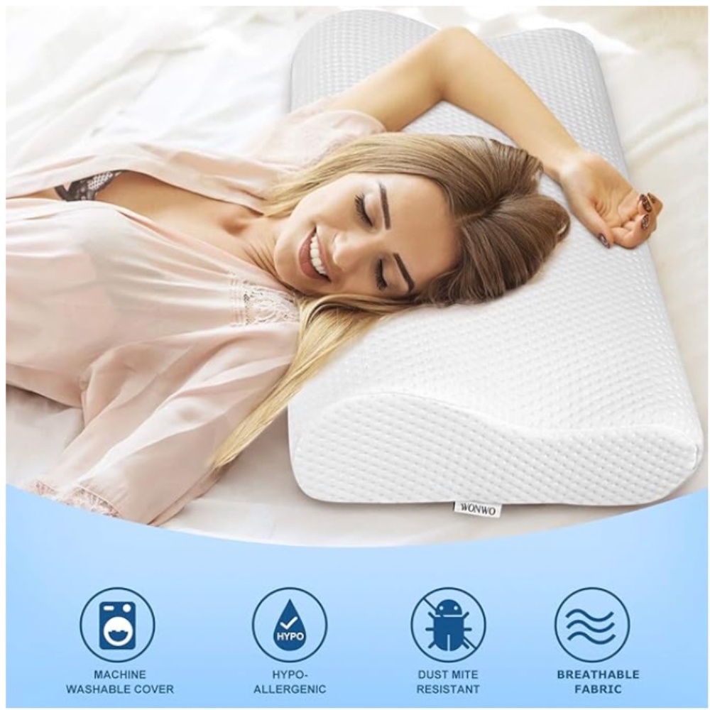 Wonwo Memory Foam Pillow, Bed Pillow for Side, Back, Stomach Sleepers Cervical